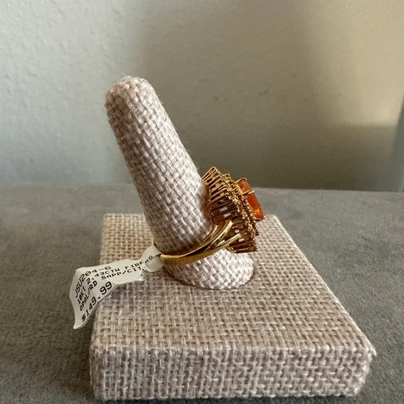 Fire opal with sapphire & Citrine accents 10yg Ring - Picture 6 of 11